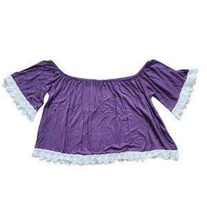 Purple Lace Trim Off the Shoulder Top